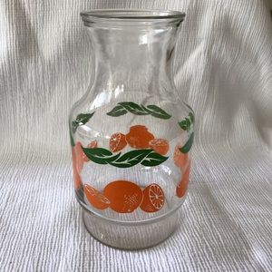 Orange print glass pitcher